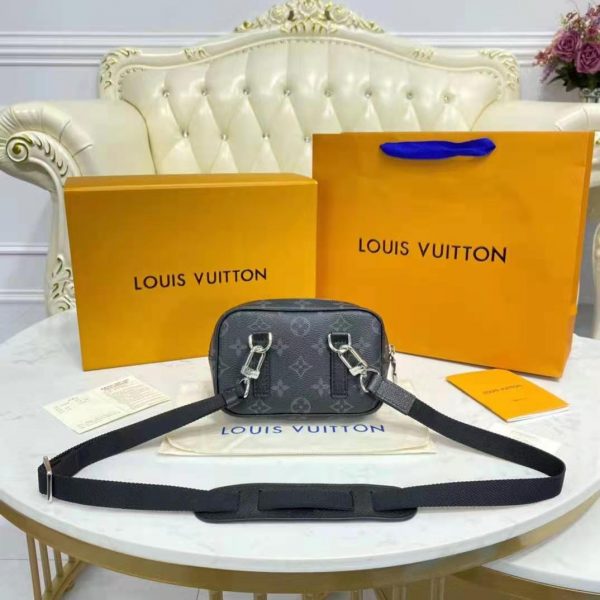 Louis Vuitton LV Women Outdoor Pouch Taigarama Noir Black Coated Canvas Cowhide Leather (8)