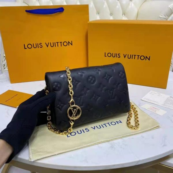 Louis Vuitton LV Women Pochette Coussin Black Monogram Embossed Lambskin (11)