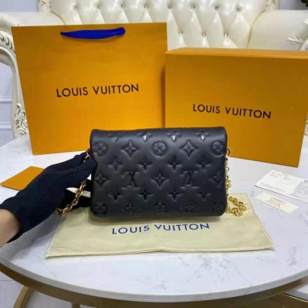 Louis Vuitton LV Women Pochette Coussin Black Monogram Embossed Lambskin (12)