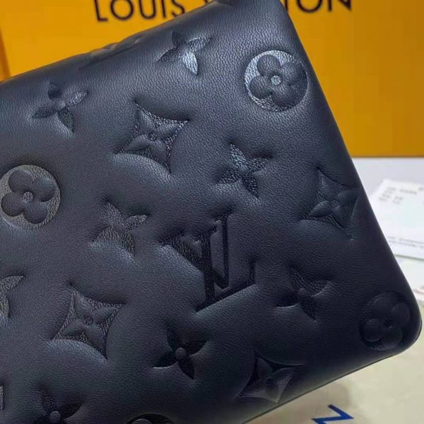 Louis Vuitton LV Women Pochette Coussin Black Monogram Embossed Lambskin (15)