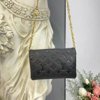 Louis Vuitton LV Women Pochette Coussin Black Monogram Embossed Lambskin