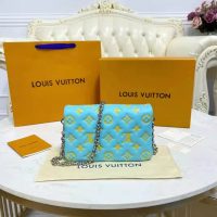 Louis Vuitton LV Women Pochette Coussin Green Monogram Embossed Lambskin