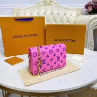 Louis Vuitton LV Women Pochette Coussin Pink Monogram Embossed Lambskin