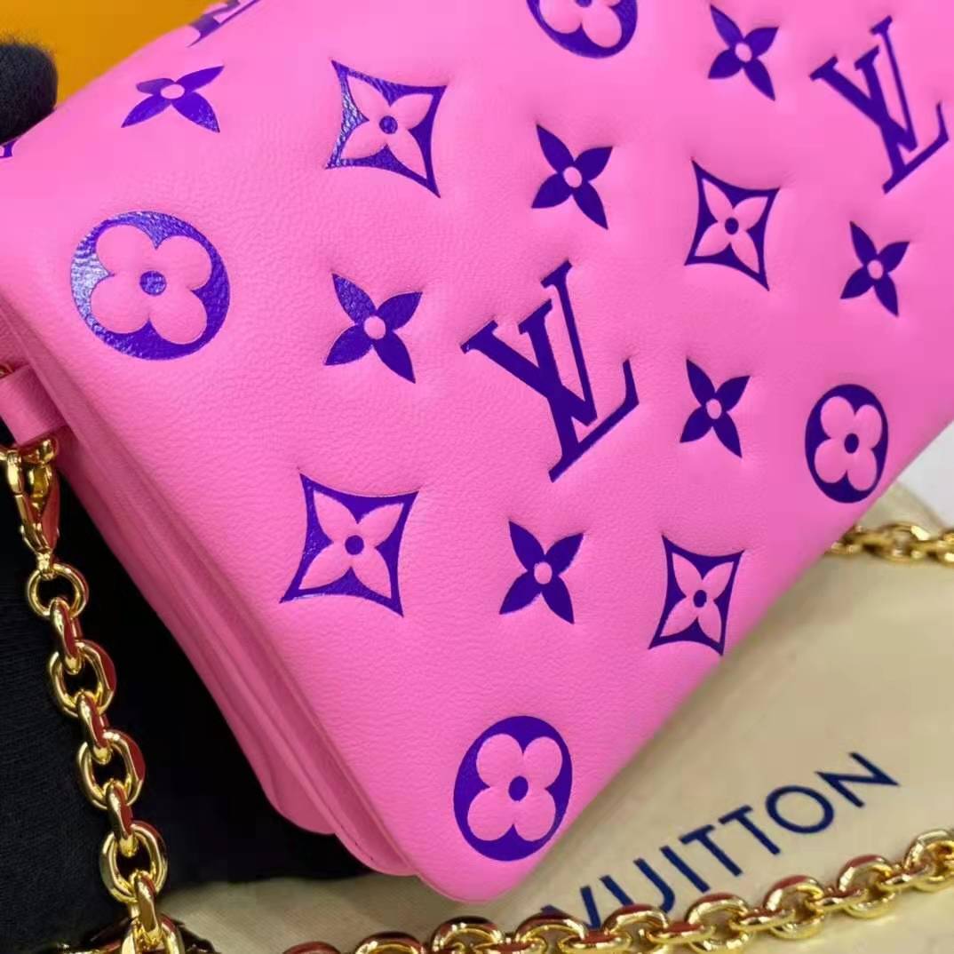 Louis Vuitton Pink/Purple Lambskin Leather Pochette Coussin