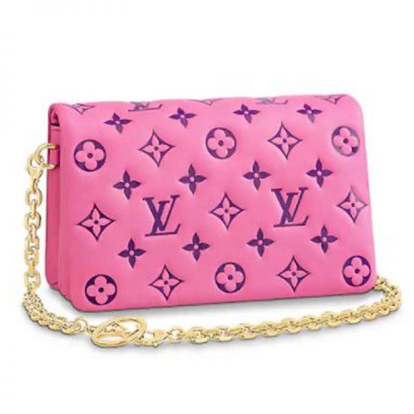 Louis Vuitton LV Women Pochette Coussin Pink Monogram Embossed Lambskin