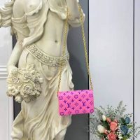 Louis Vuitton LV Women Pochette Coussin Pink Monogram Embossed Lambskin