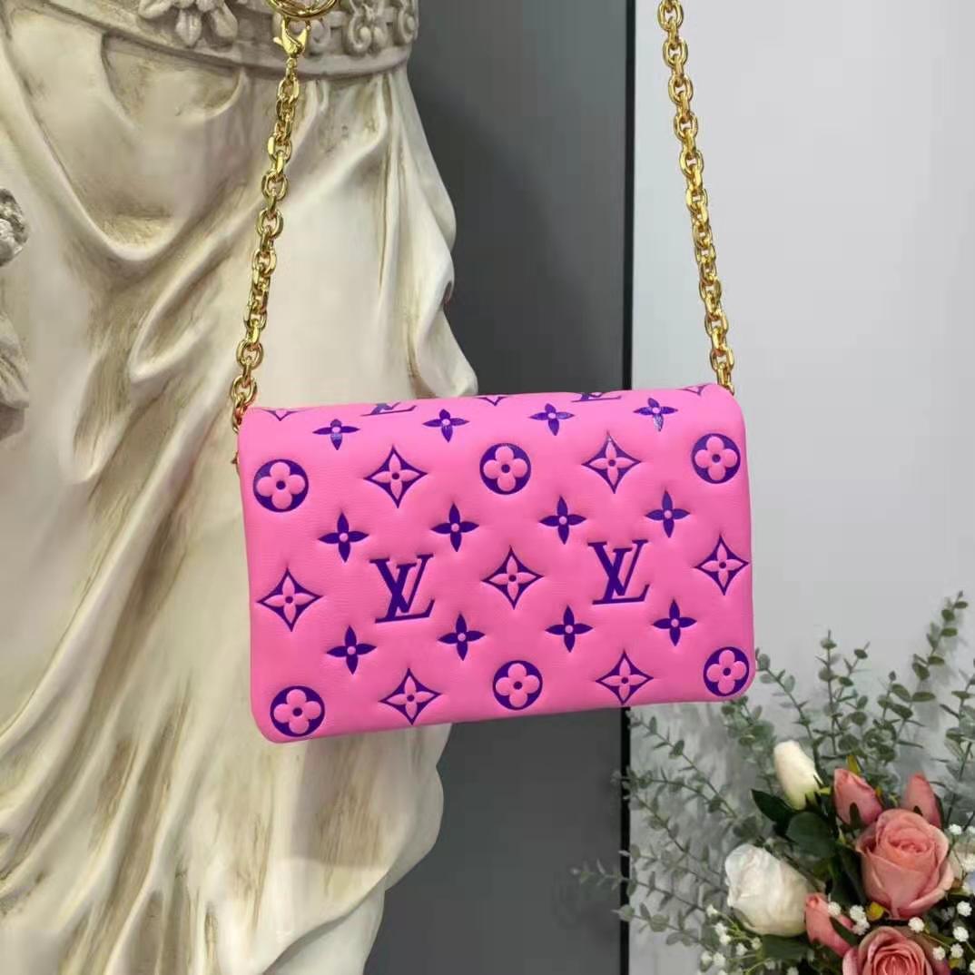 Louis Vuitton Rose Pink Monogram Embossed Lambskin Coussin Pm ref