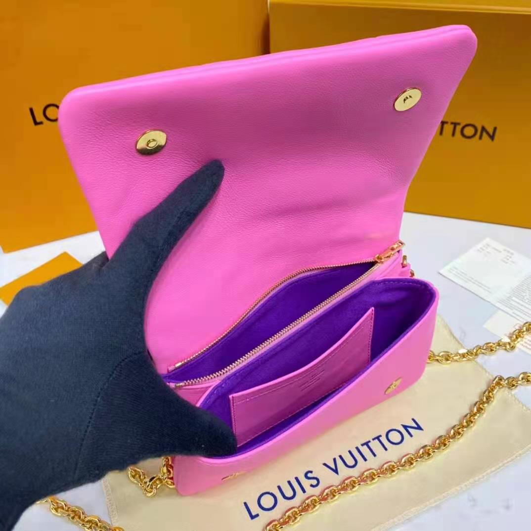 Louis Vuitton Pochette Coussin, Light Pink Monogram Embossed Lambskin  Leather, New in Box WA001