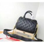 Louis Vuitton LV Women Speedy Bandoulière 22 Handbag Black Embossed Lambskin Leather - Image 2