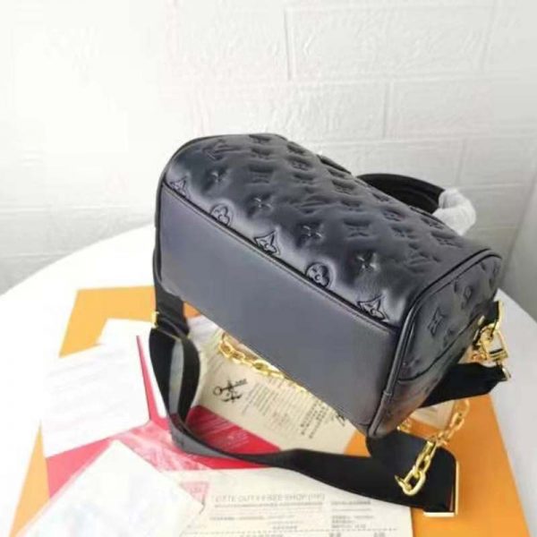 Louis Vuitton LV Women Speedy Bandoulière 22 Handbag Black Embossed Lambskin Leather (8)