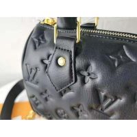 Louis Vuitton LV Women Speedy Bandoulière 22 Handbag Black Embossed Lambskin Leather