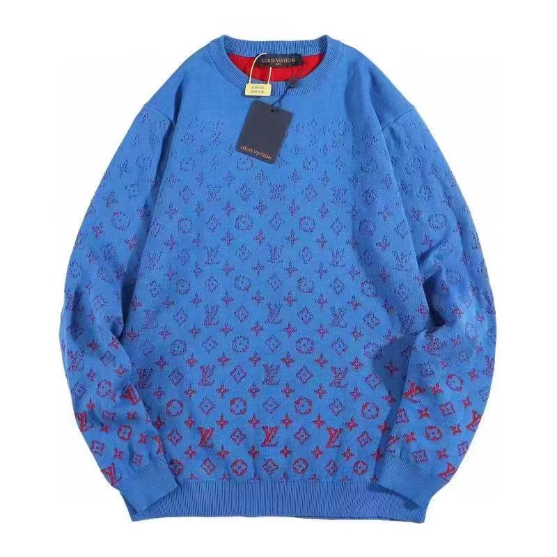 Louis Vuitton Men's Large Ocean Blue LVSE Monogram Degrade Crewneck Sweater  at 1stDibs