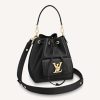 Louis Vuitton Unisex Lockme Bucket Bag Black Grained Calf Leather