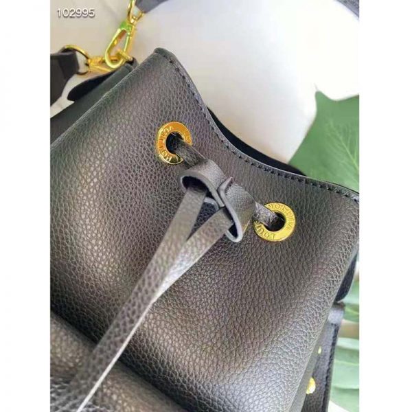 Louis Vuitton Unisex Lockme Bucket Bag Black Grained Calf Leather (9)