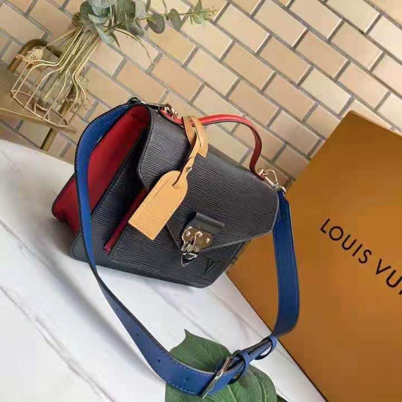 LOUIS VUITTON Epi Neo Monceau Black Coquelicot Blue Roi Safran