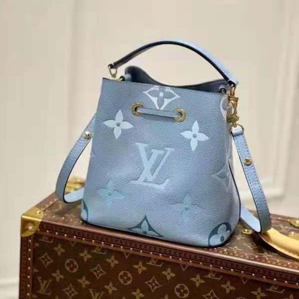 Louis Vuitton Unisex NéoNoé BB Bucket Bag Summer Blue Embossed Grained Cowhide Leather (3)