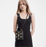 Louis Vuitton Unisex Petit Sac Plat Black Beige Monogram Empreinte Embossed Supple Grained Cowhide – Image 5