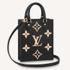 Louis Vuitton Unisex Petit Sac Plat Black Beige Monogram Empreinte Embossed Supple Grained Cowhide