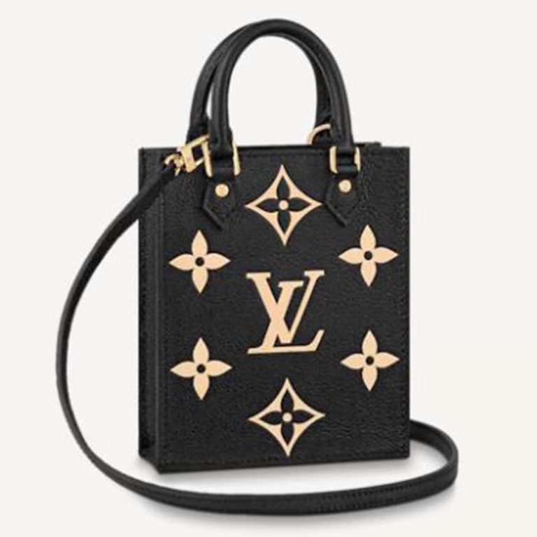 Louis Vuitton Unisex Petit Sac Plat Black Beige Monogram Empreinte
