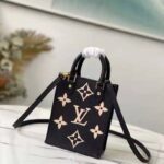Louis Vuitton Unisex Petit Sac Plat Black Beige Monogram Empreinte Embossed Supple Grained Cowhide – Image 3