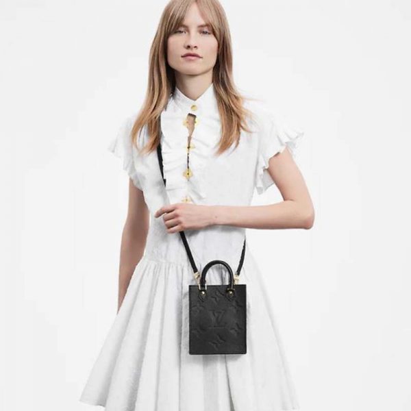 Louis Vuitton Unisex Petit Sac Plat Black Monogram Empreinte Embossed