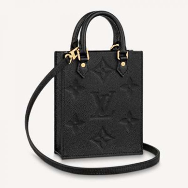 Louis Vuitton Unisex Petit Sac Plat Black Monogram Empreinte Embossed Supple Grained Cowhide