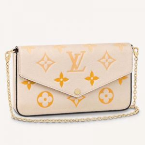 Louis Vuitton Women Félicie Pochette Cream Saffron Monogram Empreinte Embossed Supple Grained Cowhide