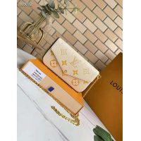Louis Vuitton Women Félicie Pochette Cream Saffron Monogram Empreinte Embossed Supple Grained Cowhide