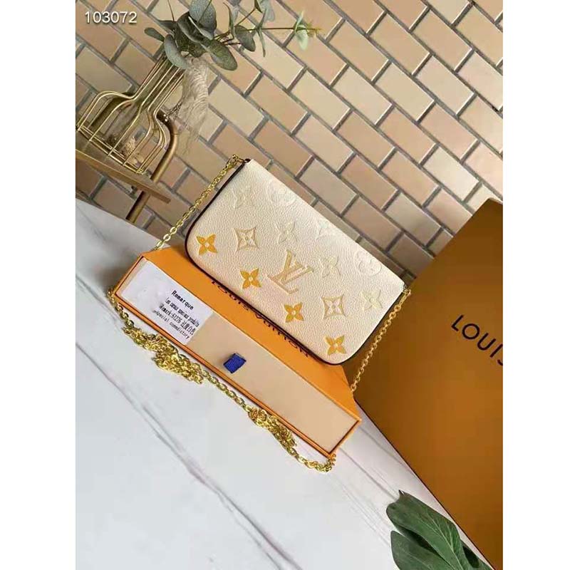 Limited Edition Cream/Saffron Giant Monogram Empreinte Leather by The Pool Felicie Pochette Bag
