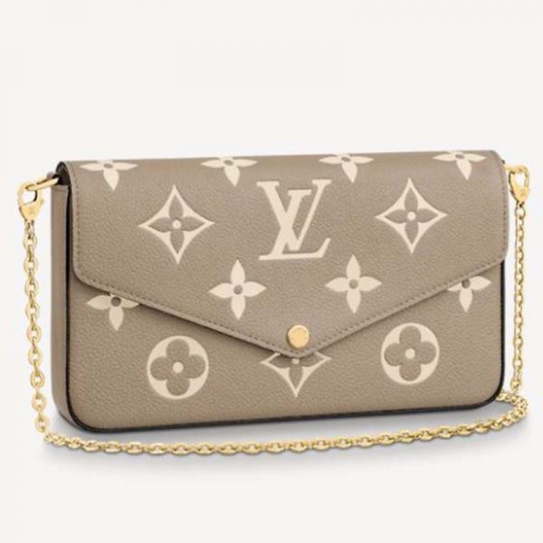 Louis Vuitton Women Félicie Pochette Grey Monogram Empreinte Embossed Supple Grained Cowhide