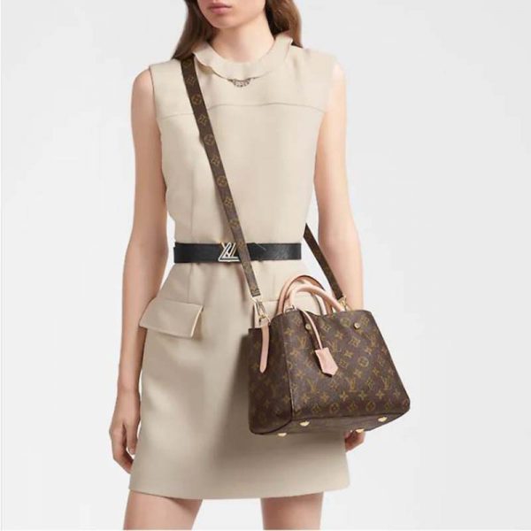 Louis Vuitton Women Montaigne BB Handbag Monogram Canvas Natural Cowhide Leather (12)