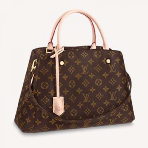 Louis Vuitton Women Montaigne MM Bag Monogram Coated Canvas Natural Cowhide Leather