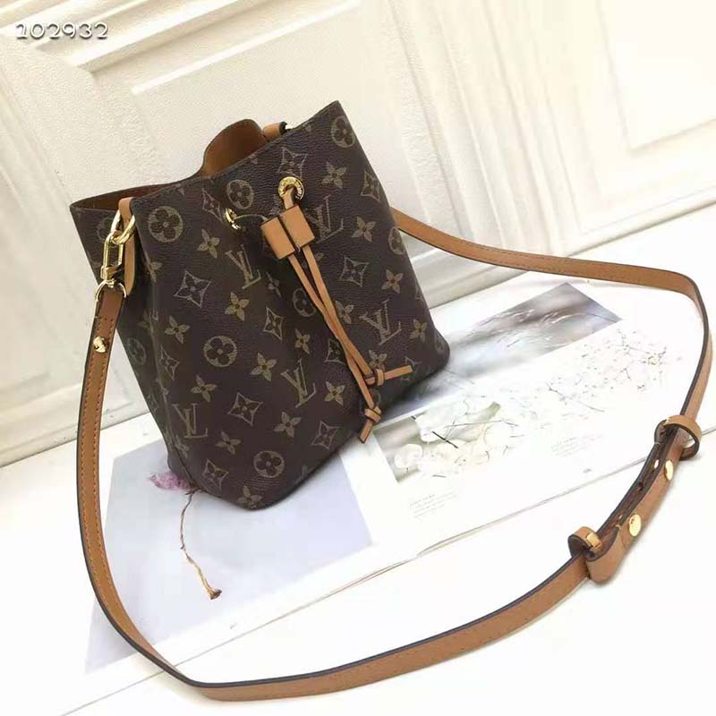 3D model Louis Vuitton Neonoe MM Bag Monogram Caramel Brown Leather VR / AR  / low-poly