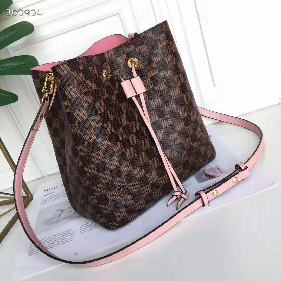 3D model Louis Vuitton Neonoe MM Bag Damier Ebene Venus Pink Leather VR /  AR / low-poly