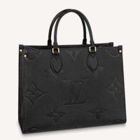 Louis Vuitton Women Onthego MM Tote Bag Tourterelle Beige Embossed Grained Cowhide