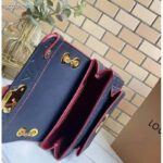 Louis Vuitton Women Vavin PM Handbag Navy Blue Red Embossed Supple Grained Cowhide - Image 8