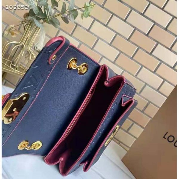 Louis Vuitton Women Vavin PM Handbag Navy Blue Red Embossed Supple Grained Cowhide (1)