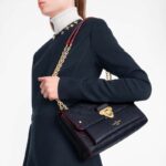 Louis Vuitton Women Vavin PM Handbag Navy Blue Red Embossed Supple Grained Cowhide - Image 11