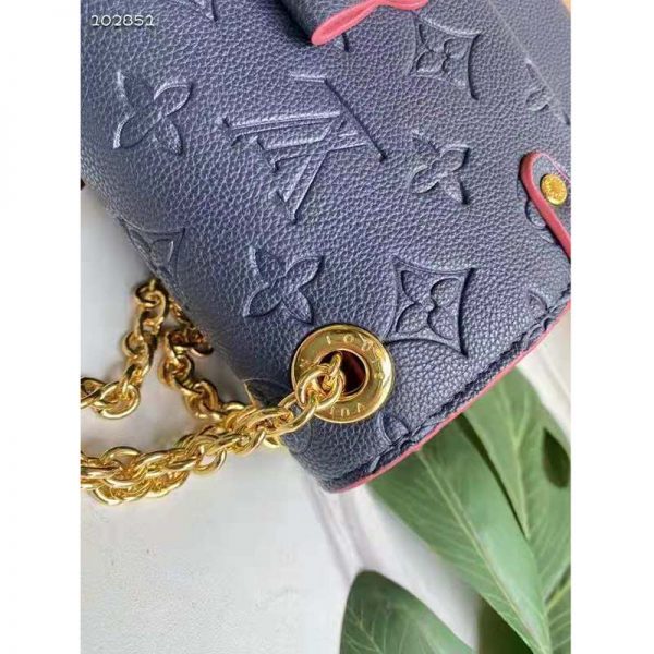 Louis Vuitton Women Vavin PM Handbag Navy Blue Red Embossed Supple Grained Cowhide (11)