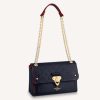 Louis Vuitton Women Vavin PM Handbag Navy Blue Red Embossed Supple Grained Cowhide