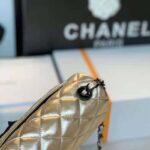 Chanel Women Classic Handbag Metallic Lambskin Black Metal Gold – Bild 13