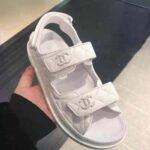 Chanel Women Open Toe Sandal in Calfskin Leather-White - Image 10