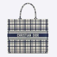 Dior Women Dior Book Tote Blue Check'n'Dior Embroidery