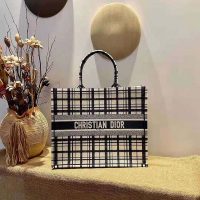 Dior Women Dior Book Tote Blue Check’n’Dior Embroidery
