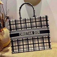 Dior Women Dior Book Tote Blue Check’n’Dior Embroidery