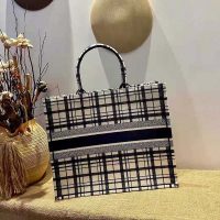 Dior Women Dior Book Tote Blue Check’n’Dior Embroidery