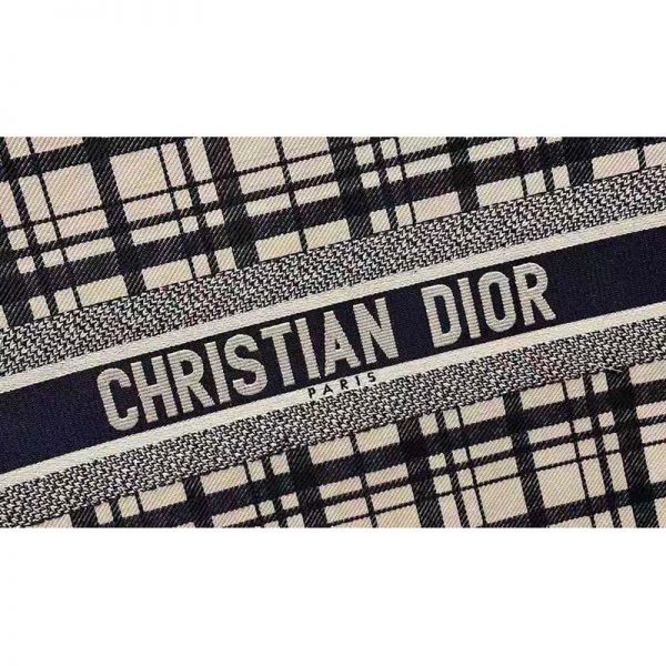 Dior Women Dior Book Tote Blue Check’n’Dior Embroidery (7)
