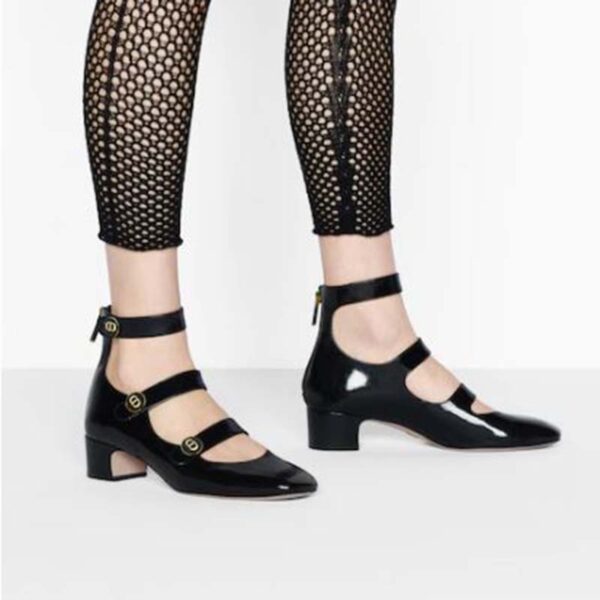 Dior Women Shoes D-Doll Pump Black Shiny Laminated Calfskin (2)