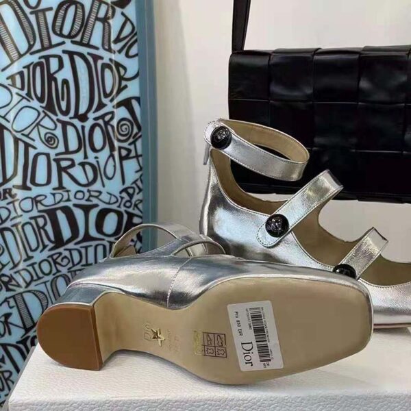 Dior Women Shoes D-Doll Pump Silver-Tone Shiny Laminated Calfskin (1)