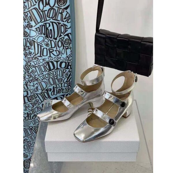 Dior Women Shoes D-Doll Pump Silver-Tone Shiny Laminated Calfskin (10)